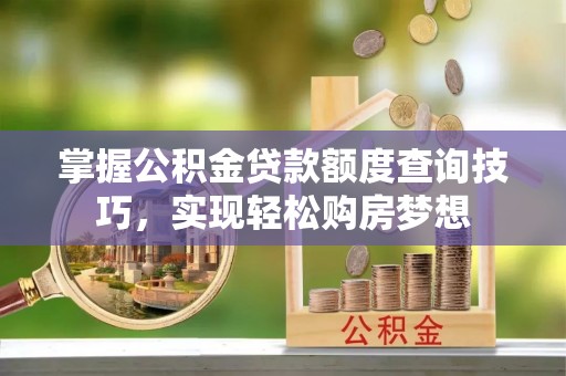 洋山掌握公积金贷款额度查询技巧，实现轻松购房梦想